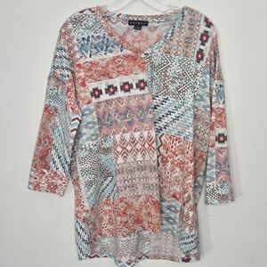 Tribal Print V-Neck Top